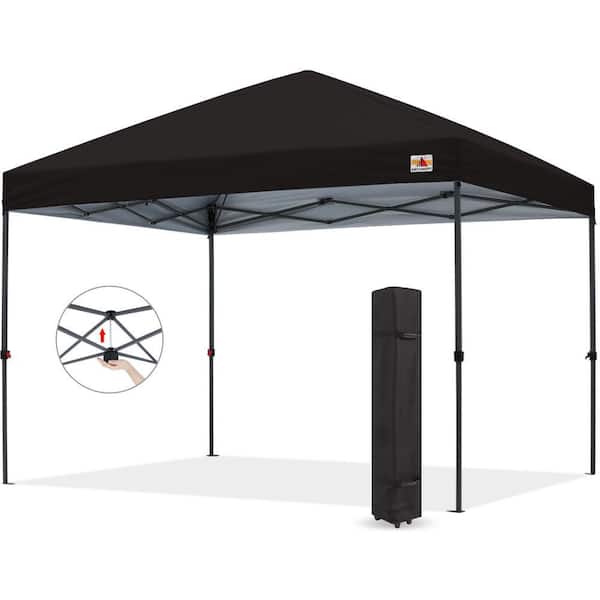 10 ft. x 10 ft. Black Instant Pop Up Canopy Tent Outdoor Central Lock-Series