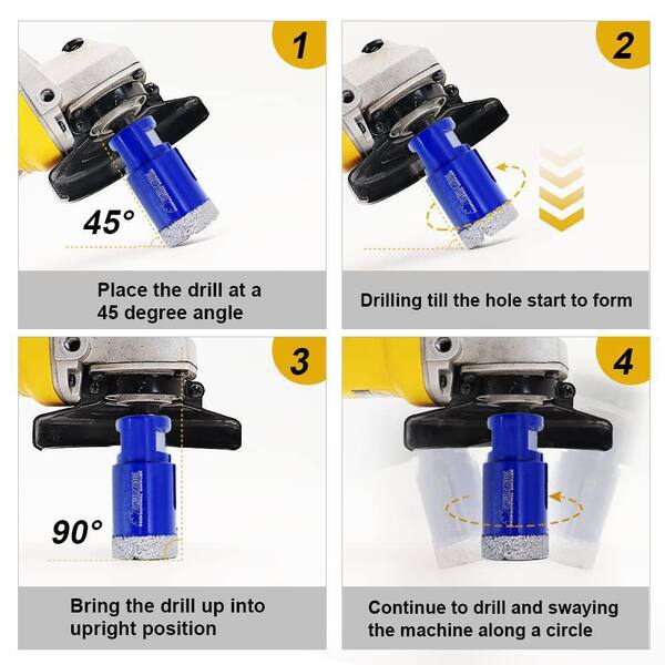 LEKOMESH Diamond Core Drill Bits – 25mm (1 Inch) Triangle Shank Tile Hole Saw, 2-Pack, Dry Drilling For Porcelain Ceramic Granite Marble Stone, Vacuum Brazed