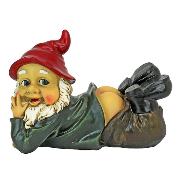 Design Toscano 6.5 in. H Sun Don't Shine Mooning Naughty Garden Gnome Statue