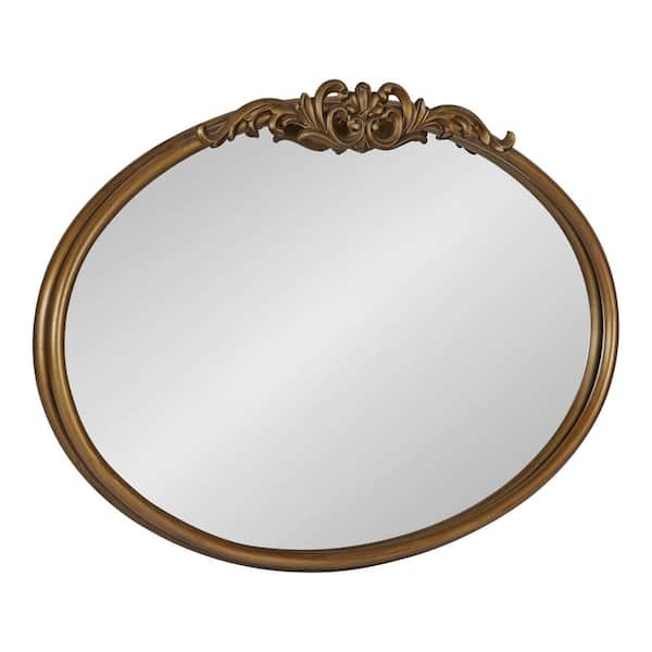 Kate and Laurel Arendahl 18.75 in. H x 27.25 in. W Modern Oval Framed Gold Wall Mirror