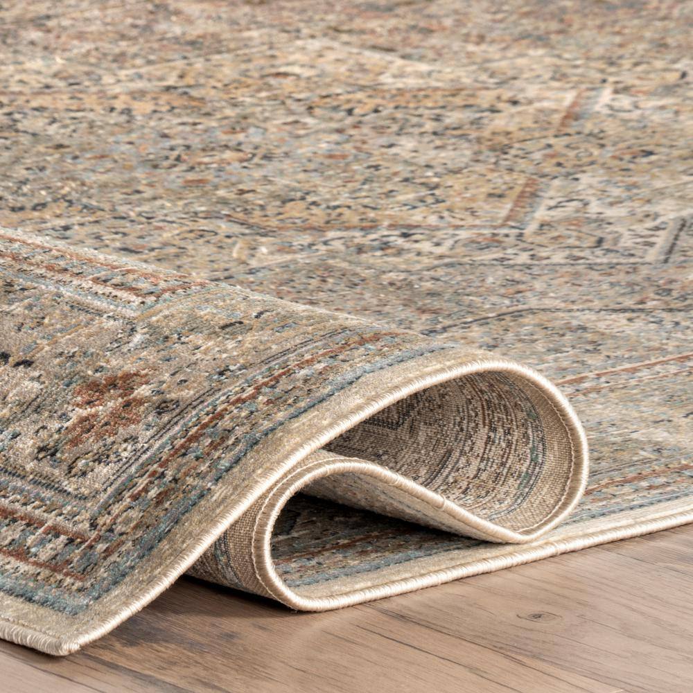 Elegant Beige Synthetic 3'x5' Traditional Medallion Area Rug