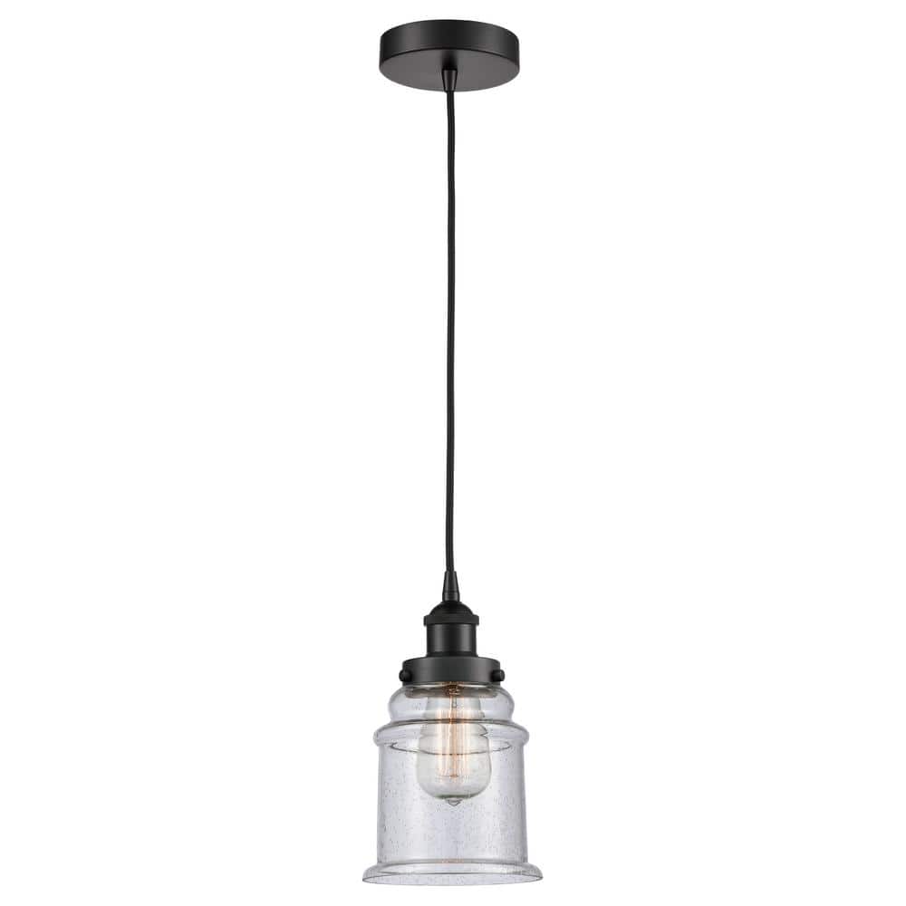 Canton 60-Watt 1-Light Matte Black Standard Mini Pendant Light with Seeded Glass Shade, No Bulbs Included price history on PriceWatchPro