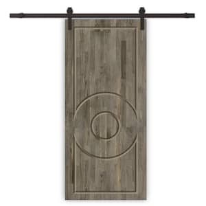 42 in. x 80 in. Weather Gray Stained Solid Wood Modern Interior Sliding Barn Door with Hardware Kit
