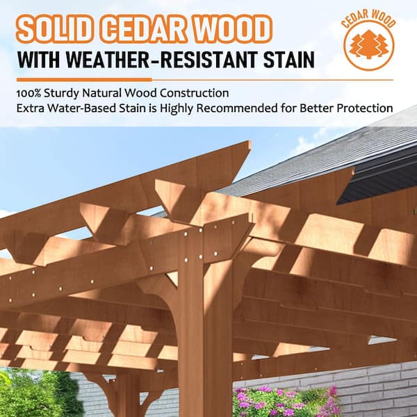 20 ft. W x 12 ft. D Wood Outdoor Patio Pergola Shade Structure, Cedar Gazebo Grape Trellis