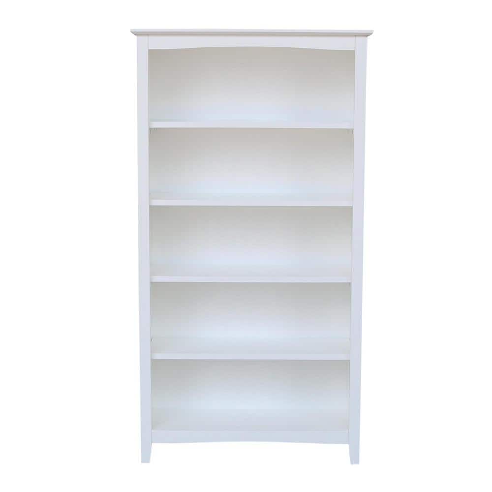 Transitional Solid Hardwood 60" White Shaker Bookshelf