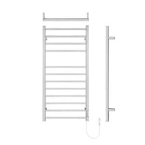 High Quality Wall Mount 12-Bar Screw-In Plug-In & Hardwire Towel Warmer Rack in Silver for Efficient Heating