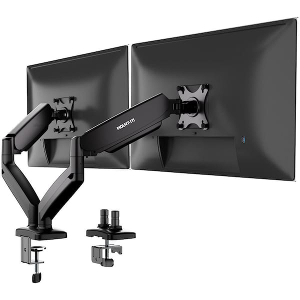 Dual Monitor Black Desk Mount with Gas Spring Arms for Monitors 13 in. to 32 in.