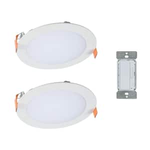 6 in. Color Selectable New Construction or Remodel Canless Recessed Integrated LED Kit(2-Pack) with In-Wall Smart Dimmer