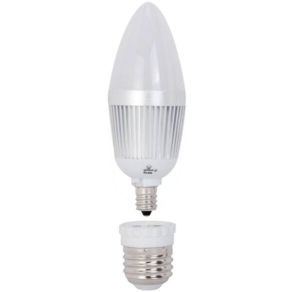 Globe Electric 25W Equivalent Daylight (5000K) B10 LED Chandelier Light Bulb with Medium Base Converter