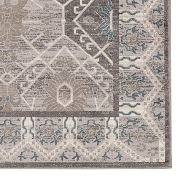 Crop Belouch 2 ft. x 10 ft. Grey and Charcoal Rug Runner