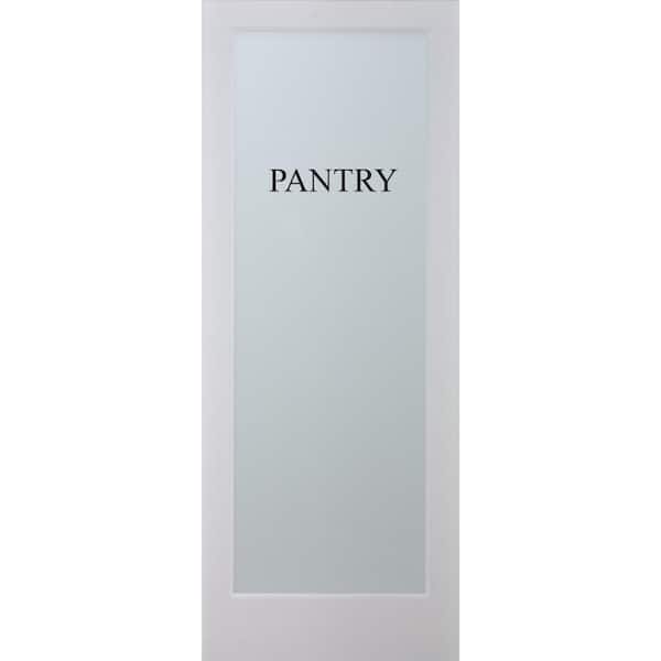 MMI Door Modern Pantry 24 in. x 80 in. Solid Hybrid Core Full Lite Frosted Glass Primed Pine Wood Interior Door Slab