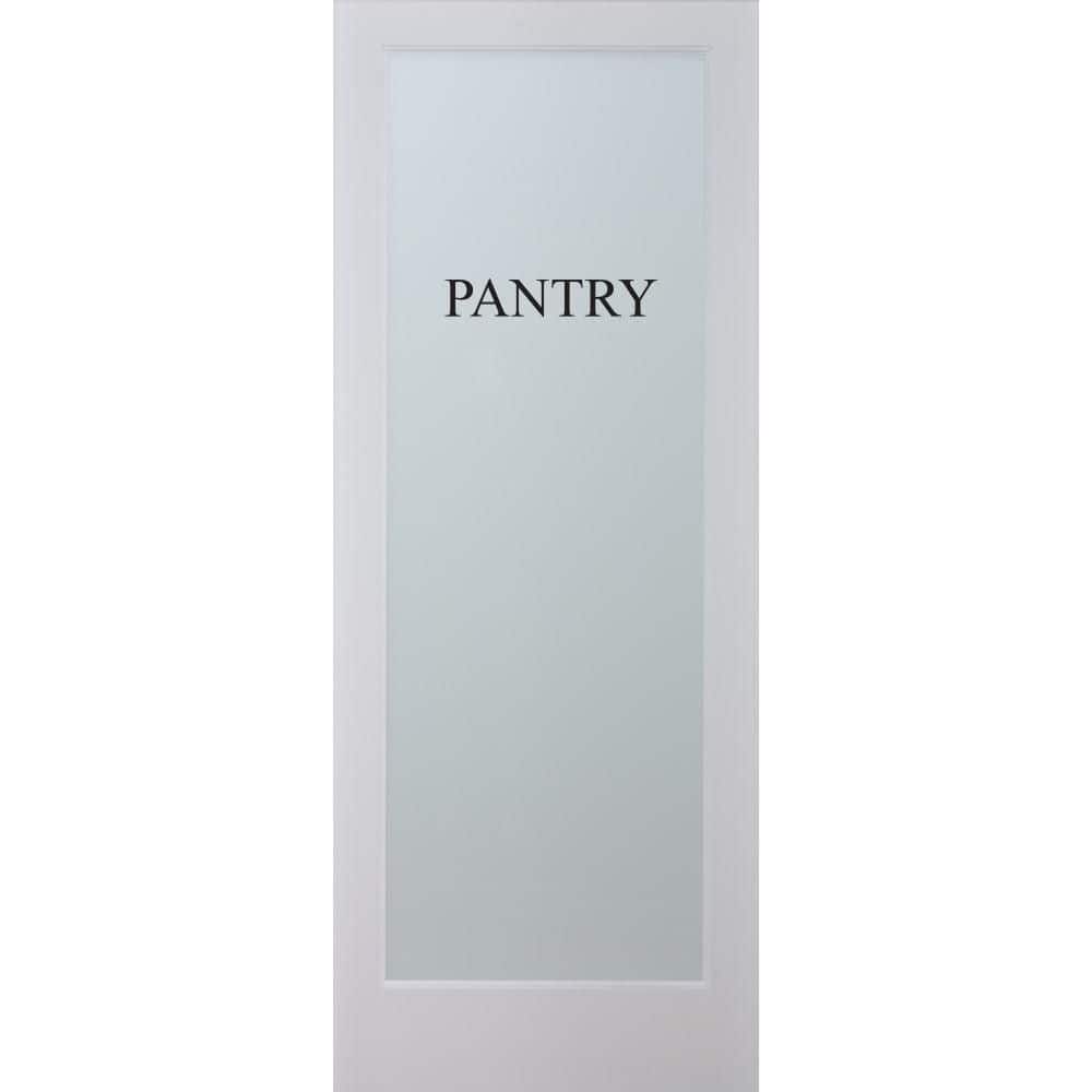 Modern Primed Pine Pantry Door with Frosted Glass