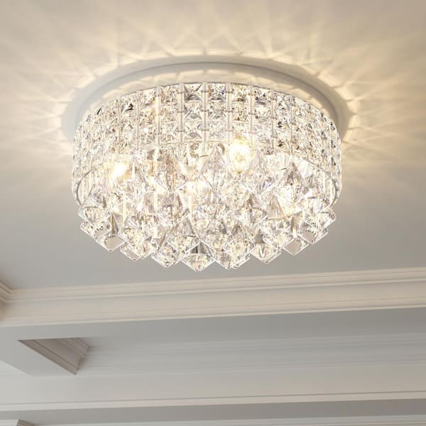 Maxax Jackson 4-Light 15 in. Chrome Flush Mount With Crystal