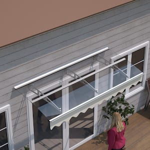 34 in. x 79 in. Transparent Fixed Awning with Valance (Includes Anchor Bolts) Door Window Kit for Wooden House