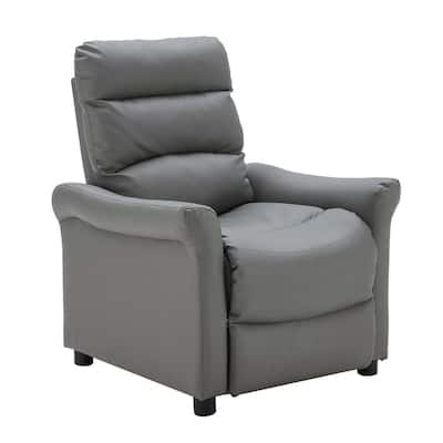 Rebeca 29 in. Grey Wide Faux Leather Manual Recliner