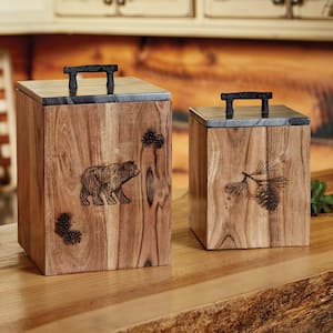 Rustic Wood Small Canister