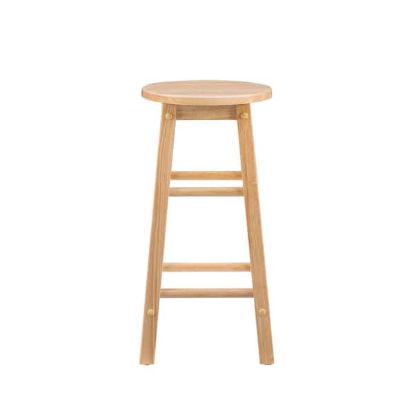 Lopes 24 in. Natural Backless Wood Counter Stool with Wood Seat