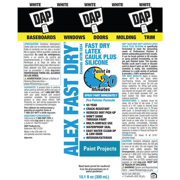 DAP Alex Fast Dry Calfeutrant au Latex Acrylique Avec Silicone - Blanc -  300ml