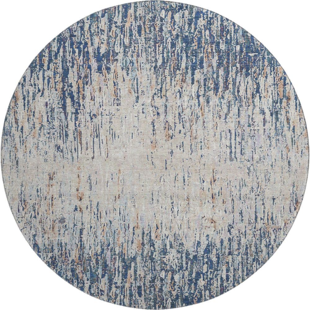 Mayfield Premium Machine Washable Abstract AMF2439 Navy 8 ft. x 8 ft. Round Rug price history on PriceWatchPro