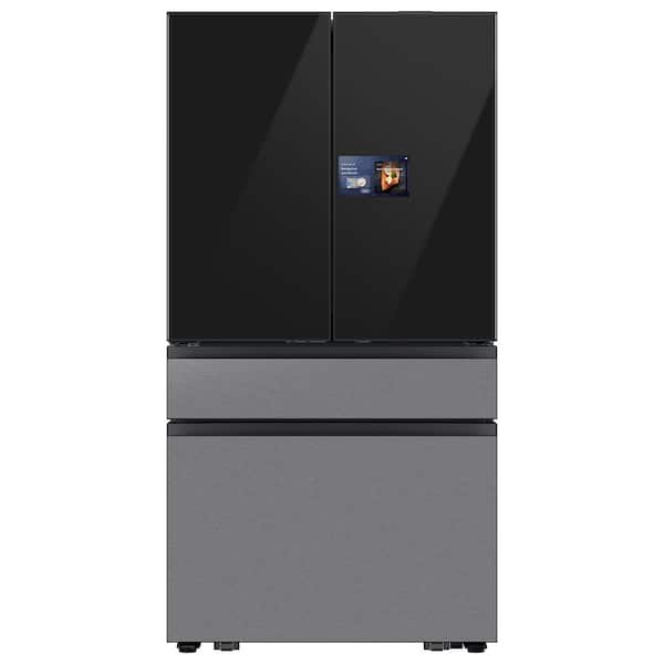 Samsung Bespoke 4-Door French Door Refrigerator (23 cu. ft. ) with AI Home in Charcoal Glass Top and Stainless Steel