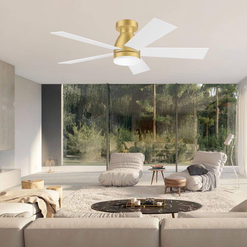 42 in. Smart Outdoor Indoor White Flush Mount Ceiling Fan with Lights Remote, Controll by Voice Alexa App, Quiet price history on PriceWatchPro