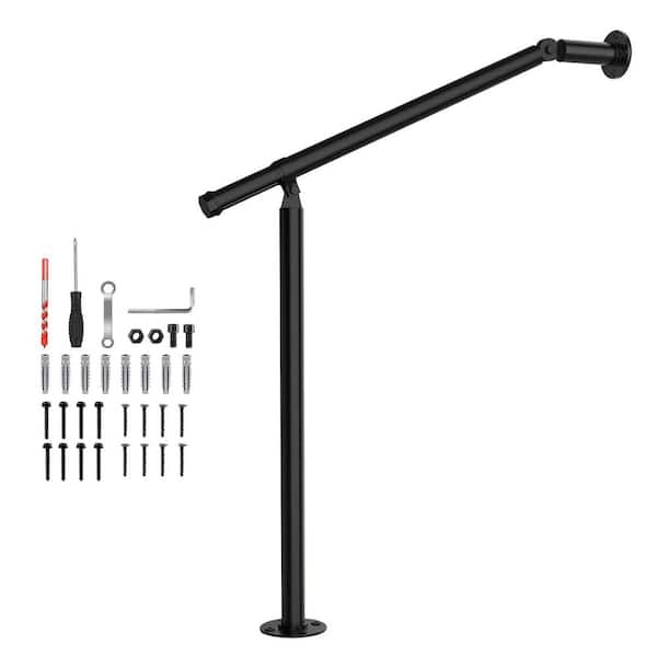Sturdy Metal Outdoor Hand Rails Kit Fits 1 to 3 Steps for Concrete Brick Porches w Adjustable Angle Easy Installation