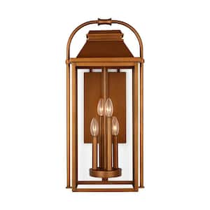 Wellsworth 12.5 in. W x 26.875 in. H Natural Copper Outdoor Hardwired Large Wall Lantern Sconce with No Bulbs Included