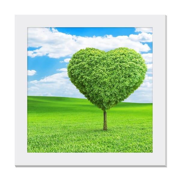 Unbranded Gallery-Grade Soft Country Heart White Framed Acrylic Abstract Statement Wall Art 48 in. x 48 in.