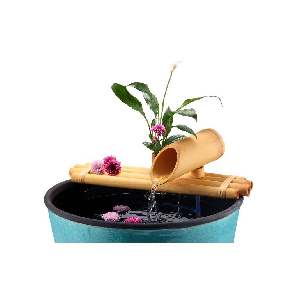 18" Natural Bamboo Fountain with Plant Holder and Pump