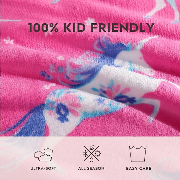 50x60 La Kids' Unicorn Utopia Ultra Soft Plush Throw Blanket Pink - Laura  Ashley : Target