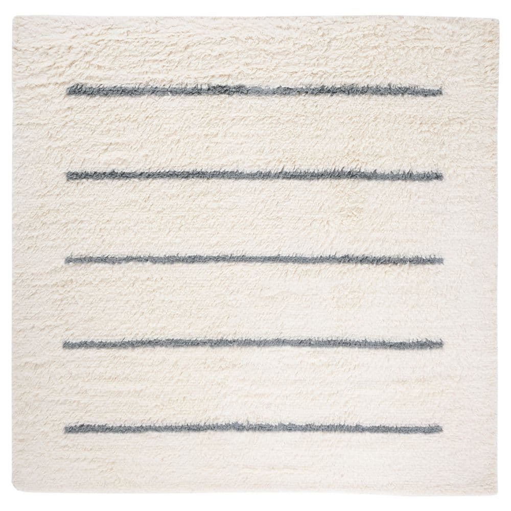 Kenya Collection 7' Hand-Knotted Gray Wool Square Area Rug