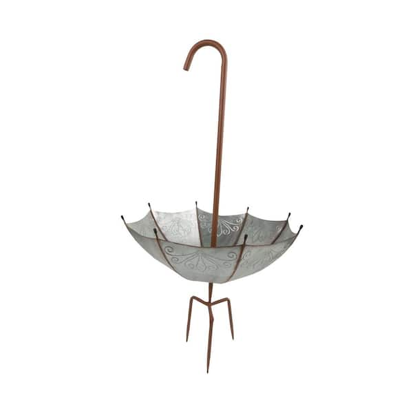Alpine Corporation 36 in. Tall Outdoor Rustic Upside Down Umbrella Garden Stake and Planter