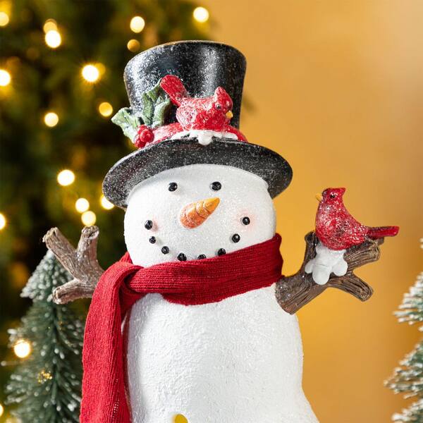 クリスマス man Glitzhome 15 in. H Christmas Lighted Resin Snowman Table Decor