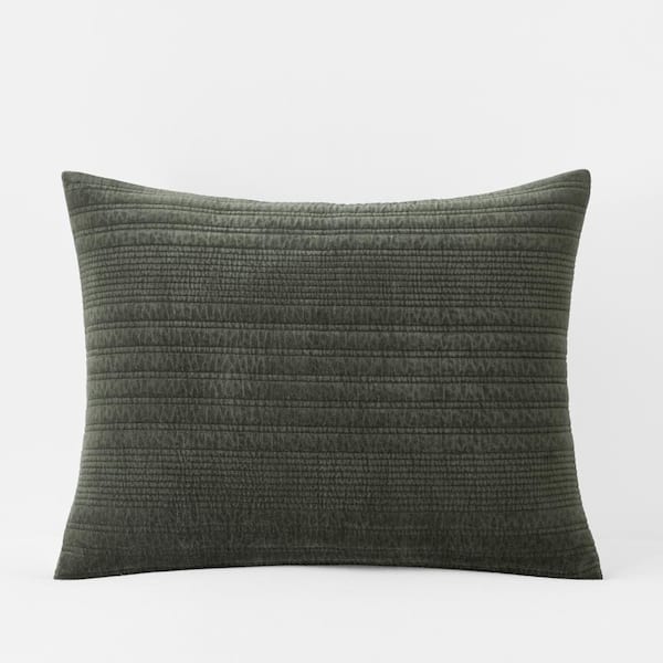 Line Stitch Velvet Quilted Sham - Olive, Standard