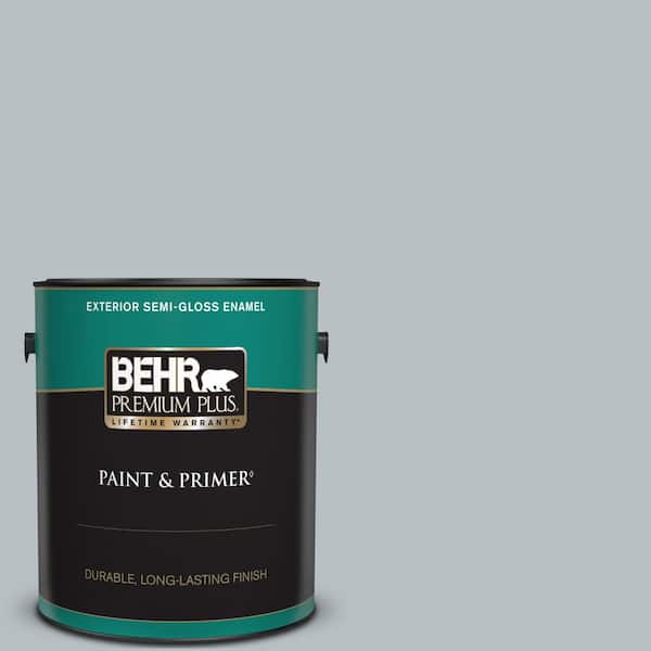 BEHR PREMIUM PLUS 1 gal. #750E-3 Skyline Steel Semi-Gloss Enamel Exterior Paint & Primer