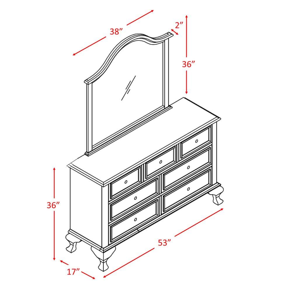 Jenna 7-Drawer White Dresser with Mirror - thumbnail 8