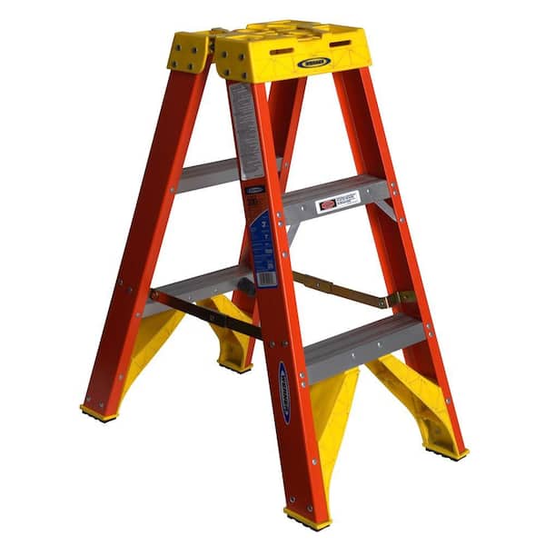 Werner 3 ft. Fiberglass Twin Step Ladder with 300 lb. Load Capacity Type IA Duty Rating