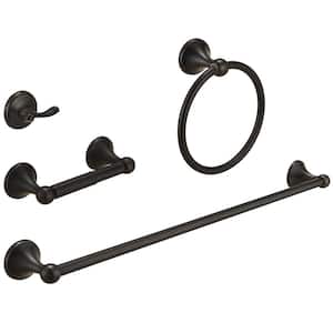 4-Piece Bath Hardware Set with Towel Bar/Rack, Towel/Robe Hook, Toilet Paper Holder in Oil Rubbed Bronze