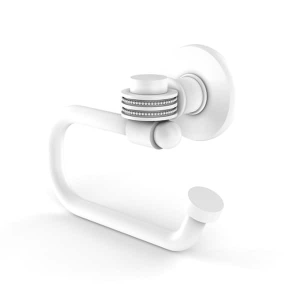 Allied Brass Continental Wall Mounted Toilet Paper Holder in Matte White with Dotted Accents