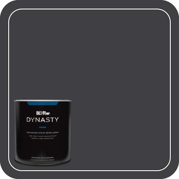 BEHR DYNASTY 1 qt. #ECC-10-2 Jet Black Satin Enamel Interior Stain-Blocking Paint and Primer