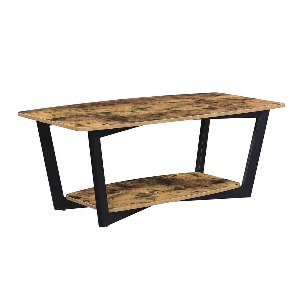 Barnwood Black Urban Industrial 48" Coffee Table with Shelf