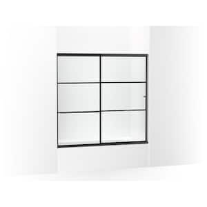 Elate 56-60 in. W x 57 in. H Sliding Frameless Tub Door in Matte Black with Crystal Clear Glass