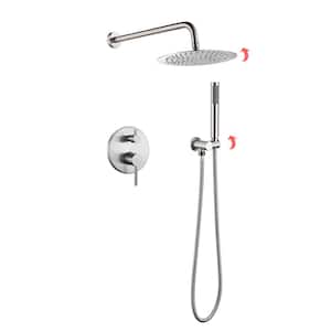 3-Spray Patterns with 1.5 GPM 10 in. Tub Wall Mount Dual Shower Heads in Brushed Nickel