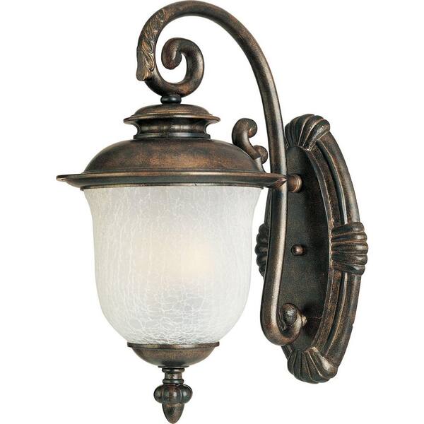 Illumine 1-Light Outdoor Wall Lantern Frosted Crackle Glass Chocolate Finish-DISCONTINUED
