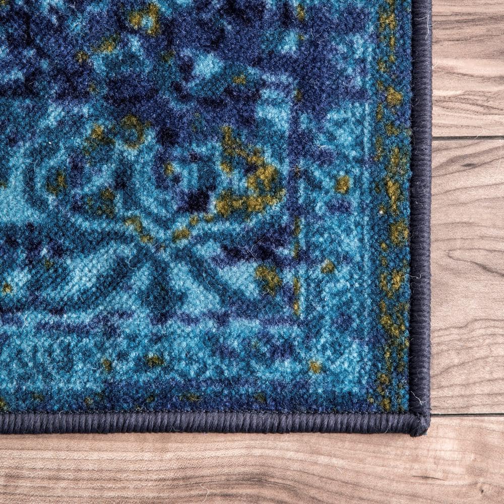 Reiko Blue Vintage Persian 12' x 15' Synthetic Area Rug