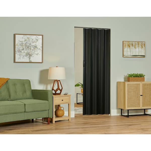 Spectrum Sienna 36 in. x 80 in. Black Vinyl Accordion Door with