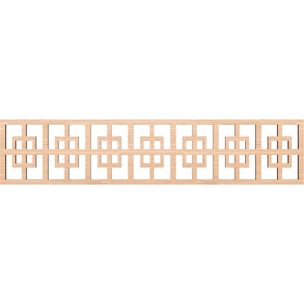 Ekena Millwork Cambridge Fretwork 0.375 in. D x 46.75 in. W x 10 in. L Red Oak Wood Panel Moulding
