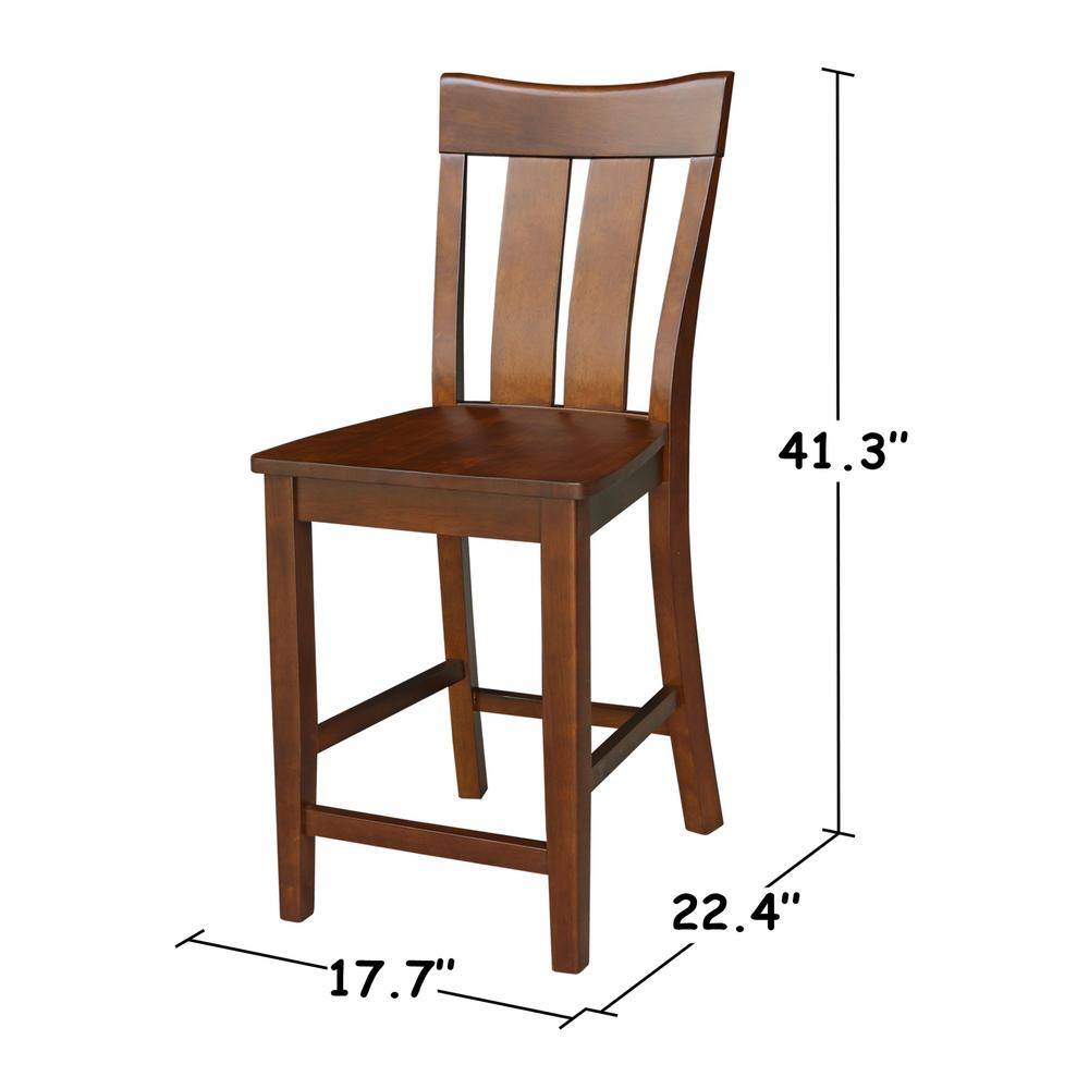 Ava Espresso 24" Solid Wood Counter Height Stool