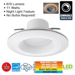 6 in. Retrofit Integrated LED Recessed Light Trim w/ Night Light 670 Lumens Adjustable CCT Kitchen Lighting (8-Pack)
