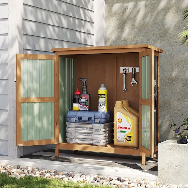 Sizzim 2.6 ft. W x 1.1 ft. D Outdoor Storage Wood Cabinet Shed